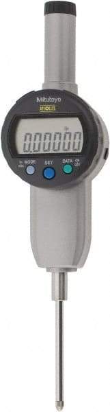 Mitutoyo - 0 to 2" Range, 0.00005" Graduation, Electronic Drop Indicator - Flat Back, Accurate to 0.0002", English & Metric System, LCD Display - Exact Tool & Supply