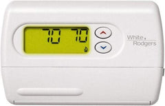 White-Rodgers - 45 to 90°F, 1 Heat, 1 Cool, Digital Nonprogrammable Heat Pump Thermostat - 0 to 30 Volts, Horizontal Mount, Push Button Switch - Exact Tool & Supply
