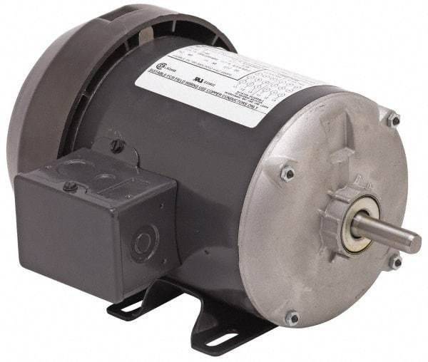 US Motors - 3/4 hp, TEFC Enclosure, No Thermal Protection, 1,425 RPM, 110/220 Volt, 50 Hz, Industrial Electric AC/DC Motor - Size 56 Frame, Rigid Mount, 1 Speed, Ball Bearings, 12.2/6.1 Full Load Amps, B Class Insulation, Reversible - Exact Tool & Supply