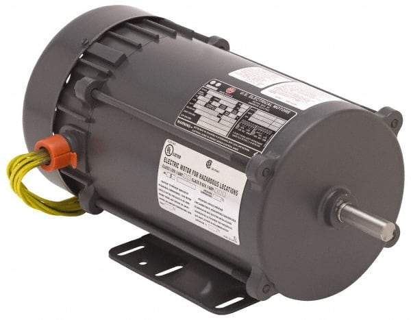 US Motors - 1 hp, TEFC Enclosure, Auto Thermal Protection, 3,450 RPM, 115/230 Volt, 60 Hz, Industrial Electric AC/DC Motor - Size 56 Frame, Rigid Base Mount, 1 Speed, Ball Bearings, 12.0/6.0 Full Load Amps, BR Class Insulation, Reversible - Exact Tool & Supply