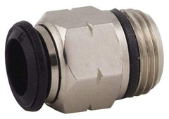 Alpha Technologies - 14mm Outside Diam, 3/8 Universal, Nickel Plated Brass Push-to-Connect Tube Male Connector - 250 Max psi, Tube to Universal Thread Connection, Buna O-Ring - Exact Tool & Supply
