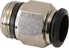 Alpha Technologies - 14mm Outside Diam, 1/2 Universal, Nickel Plated Brass Push-to-Connect Tube Male Connector - 250 Max psi, Tube to Universal Thread Connection, Buna O-Ring - Exact Tool & Supply