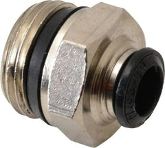 Alpha Technologies - 8mm Outside Diam, 1/2 Universal, Nickel Plated Brass Push-to-Connect Tube Male Connector - 250 Max psi, Tube to Universal Thread Connection, Buna O-Ring - Exact Tool & Supply