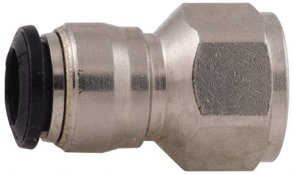 Alpha Technologies - 3mm Outside Diam, M5 Metric, Nickel Plated Brass Push-to-Connect Tube Female Connector - 250 Max psi, Tube to Female BSPP Connection, Buna O-Ring - Exact Tool & Supply