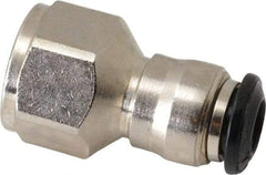 Alpha Technologies - 6mm Outside Diam, 1/4 BSPP, Nickel Plated Brass Push-to-Connect Tube Female Connector - 250 Max psi, Tube to Female BSPP Connection, Buna O-Ring - Exact Tool & Supply
