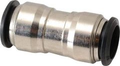 Alpha Technologies - 14mm Outside Diam, Nickel Plated Brass Push-to-Connect Tube Union - 250 Max psi, Tube to Tube Connection, Buna O-Ring - Exact Tool & Supply