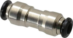 Alpha Technologies - 3mm Outside Diam, Nickel Plated Brass Push-to-Connect Tube Union - 250 Max psi, Tube to Tube Connection, Buna O-Ring - Exact Tool & Supply