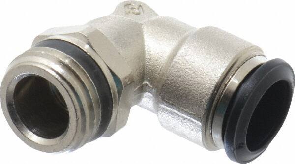 Alpha Technologies - 14mm Outside Diam, 1/2 Universal, Nickel Plated Brass Push-to-Connect Tube Male Swivel Elbow - 250 Max psi, Tube to Universal Thread Connection, Buna O-Ring - Exact Tool & Supply
