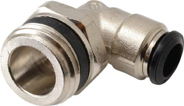 Alpha Technologies - 8mm Outside Diam, 1/2 Universal, Nickel Plated Brass Push-to-Connect Tube Male Swivel Elbow - 250 Max psi, Tube to Universal Thread Connection, Buna O-Ring - Exact Tool & Supply