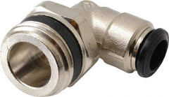 Alpha Technologies - 8mm Outside Diam, 1/2 Universal, Nickel Plated Brass Push-to-Connect Tube Male Swivel Elbow - 250 Max psi, Tube to Universal Thread Connection, Buna O-Ring - Exact Tool & Supply