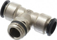 Alpha Technologies - 14mm Outside Diam, 1/2 Universal, Nickel Plated Brass Push-to-Connect Tube Male Swivel Branch Tee - 250 Max psi, Tube to Universal Thread Connection, Buna O-Ring - Exact Tool & Supply