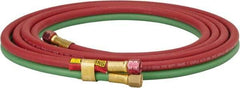 Parker - 1/4" Inside x 17/32" Outside Diam, Grade T Welding Hose - Green & Red, 12-1/2' Long, Twin Style, 200 psi Working Pressure - Exact Tool & Supply