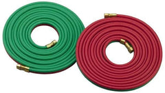 Parker - 3/16" Inside x 7/16" Outside Diam, Grade R Welding Hose - Green & Red, 25' Long, Twin Style, 200 psi Working Pressure - Exact Tool & Supply