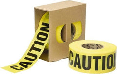 Ability One - 1,000' Long x 3" Wide Roll, Polyethylene, Black & Yellow Barricade Tape - Message: CAUTION - Exact Tool & Supply