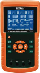 Extech - 3 Phase, 600 VAC, 200 to 3,000 Amp Capability, 45 to 65 Hz Calibration, LCD Display Power Meter - 0.5% Current Accuracy, 0.5% Voltage Accuracy - Exact Tool & Supply