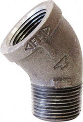 Made in USA - Size 1", Class 150, Malleable Iron Black Pipe 45° Street Elbow - 300 psi, Threaded (NPT) End Connection - Exact Tool & Supply