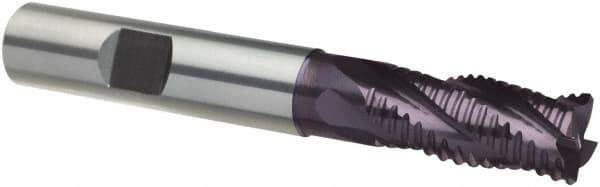 Guhring - 3/8", 1-3/4" LOC, 3/8" Shank Diam, 4" OAL, 4 Flute, Solid Carbide Square End Mill - Single End, FIREX Finish, Spiral Flute, 30/32° Helix, Centercutting, Right Hand Cut, Right Hand Flute, Series 4256 - Exact Tool & Supply