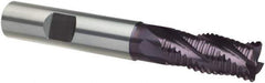 Guhring - 3/8", 1-3/4" LOC, 3/8" Shank Diam, 4" OAL, 4 Flute, Solid Carbide Square End Mill - Single End, FIREX Finish, Spiral Flute, 30/32° Helix, Centercutting, Right Hand Cut, Right Hand Flute, Series 4256 - Exact Tool & Supply