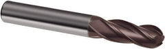 Guhring - 3/4" Diam, 1-1/2" LOC, 4 Flute Solid Carbide Ball End Mill - nano-A Finish, Single End, 4" OAL, 3/4" Shank Diam, Spiral Flute - Exact Tool & Supply