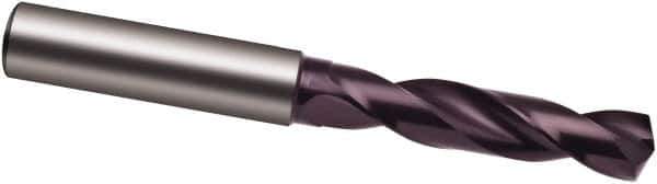 Guhring - 23/32" 140° Spiral Flute Solid Carbide Screw Machine Drill Bit - FIREX Finish, Right Hand Cut, 79mm Flute Length, 131mm OAL, SU Point, Straight Shank - Exact Tool & Supply