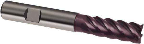 Guhring - 5mm, 13mm LOC, 6mm Shank Diam, 57mm OAL, 5 Flute, Solid Carbide Square End Mill - Single End, FIREX Finish, Spiral Flute, 45° Helix, Centercutting, Right Hand Cut, Right Hand Flute, Series 6710 - Exact Tool & Supply