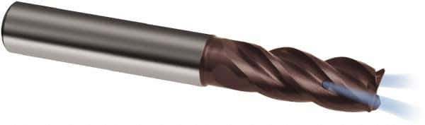 Guhring - 8mm, 19mm LOC, 8mm Shank Diam, 63mm OAL, 4 Flute, Solid Carbide Square End Mill - Single End, Nano-A Finish, Spiral Flute, 36/38° Helix, Centercutting, Right Hand Cut, Right Hand Flute, Series 6700 - Exact Tool & Supply