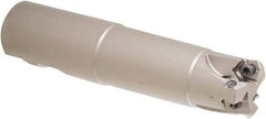 Iscar - 1-1/4" Cut Diam, 0.106" Max Depth, 1-1/4" Shank Diam, Weldon Shank Indexable High-Feed End Mill - Screw Holding Method, H600 WXCU Insert, MF EWX-07 Toolholder, Through Coolant - Exact Tool & Supply