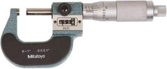 Mitutoyo - 0 to 1 Inch Range, Standard Throat, Electronic Outside Micrometer - 0.0001 Inch Accuracy, Friction Thimble, Rotating Spindle, Includes NIST Traceability Certification - Exact Tool & Supply