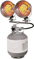 GHP GROUP - 10 to 30,000 BTU Rating, Propane Forced Air Heater - 25 Sq Ft Max Heating Area, (1) 1 Lb or 20 Lb Tank Capacity, Fuel with LP Gas - Exact Tool & Supply