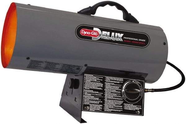 GHP GROUP - 10 to 60,000 BTU Rating, Propane Forced Air Heater - 1,350 Sq Ft Max Heating Area, (1) 1 Lb or 20 Lb Tank Capacity, Fuel with LP Gas - Exact Tool & Supply