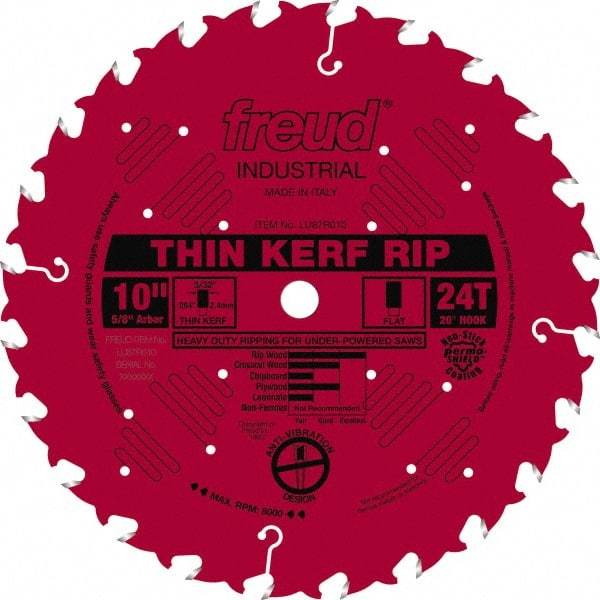 Freud - 10" Diam, 5/8" Arbor Hole Diam, 24 Tooth Wet & Dry Cut Saw Blade - Carbide-Tipped, Standard Round Arbor - Exact Tool & Supply