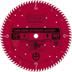 Freud - 10" Diam, 5/8" Arbor Hole Diam, 80 Tooth Wet & Dry Cut Saw Blade - Carbide-Tipped, Standard Round Arbor - Exact Tool & Supply