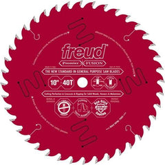Freud - 10" Diam, 5/8" Arbor Hole Diam, 40 Tooth Wet & Dry Cut Saw Blade - Carbide-Tipped, Standard Round Arbor - Exact Tool & Supply