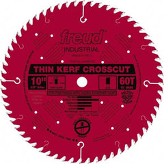 Freud - 10" Diam, 5/8" Arbor Hole Diam, 60 Tooth Wet & Dry Cut Saw Blade - Carbide-Tipped, Standard Round Arbor - Exact Tool & Supply