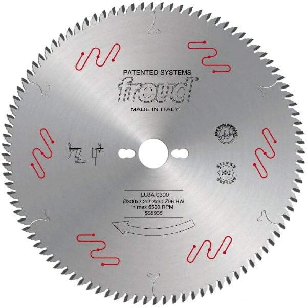 Freud - 300mm Diam, 30mm Arbor Hole Diam, 96 Tooth Wet & Dry Cut Saw Blade - Carbide-Tipped, Standard Round Arbor - Exact Tool & Supply