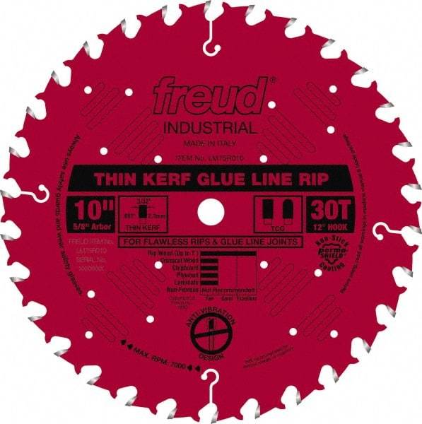 Freud - 10" Diam, 5/8" Arbor Hole Diam, 30 Tooth Wet & Dry Cut Saw Blade - Carbide-Tipped, Standard Round Arbor - Exact Tool & Supply