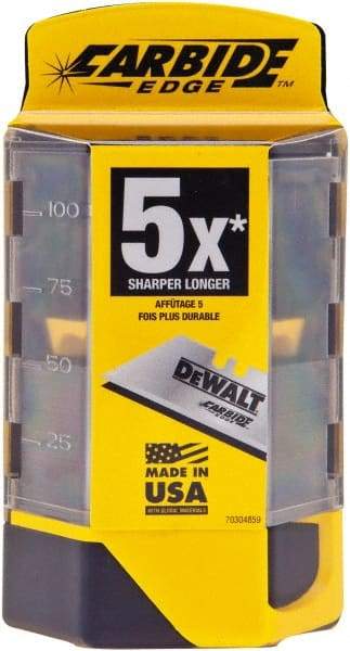 DeWALT - 50 Piece Steel Utility Knife Blade - 2-1/2" OAL - Exact Tool & Supply