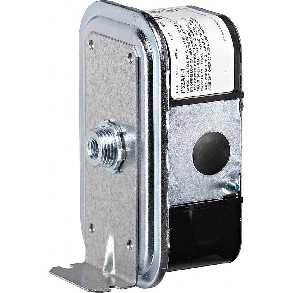 Johnson Controls - Pressure, Vacuum & Compound Switches; Maximum Adjustable Range: 12" wc VAC ; Minimum Adjustable Range: 0.15" wc VAC ; Type: Differential Air Pressure Switch ; Maximum Pressure Setting: 12" wc VAC ; Thread Size: 1/8 ; Thread Type: NPT - Exact Tool & Supply