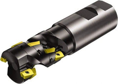 Sandvik Coromant - 1-1/2" Cut Diam, 2.13" Max Depth of Cut, 1-1/2" Shank Diam, 5.418" OAL, Indexable Square Shoulder End Mill - Multiple Insert Styles, Weldon Shank, 90° Lead Angle, Series CoroMill 390 - Exact Tool & Supply