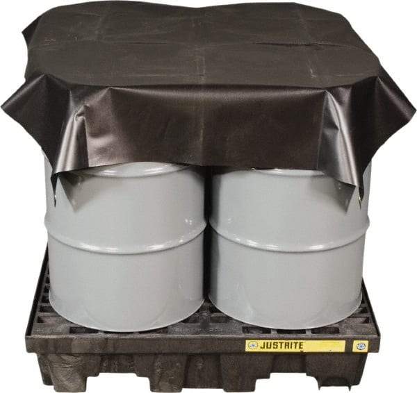 Justrite - 240" Long x 120" Wide Vinyl Tarp & Dust Cover - Black, Grommet - Exact Tool & Supply