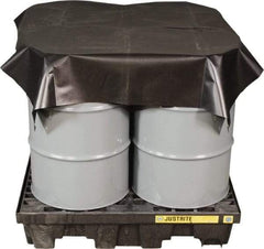 Justrite - 144" Long x 120" Wide Vinyl Tarp & Dust Cover - Black, Grommet - Exact Tool & Supply