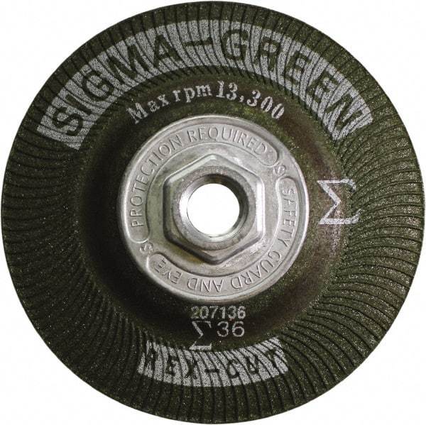Rex Cut Product - 36 Grit, 4-1/2" Wheel Diam, Type 27 Depressed Center Wheel - Zirconia Alumina/Aluminum Oxide Blend - Exact Tool & Supply