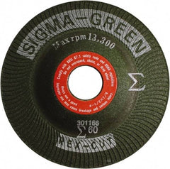Rex Cut Product - 60 Grit, 4-1/2" Wheel Diam, 7/8" Arbor Hole, Type 27 Depressed Center Wheel - Zirconia Alumina/Aluminum Oxide Blend - Exact Tool & Supply