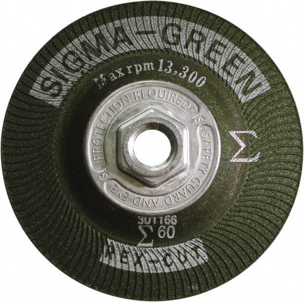 Rex Cut Product - 60 Grit, 4-1/2" Wheel Diam, Type 27 Depressed Center Wheel - Zirconia Alumina/Aluminum Oxide Blend - Exact Tool & Supply
