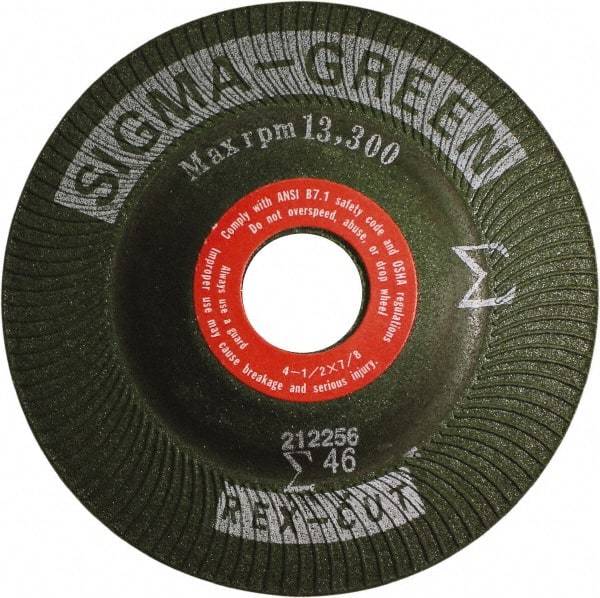 Rex Cut Product - 46 Grit, 4-1/2" Wheel Diam, 7/8" Arbor Hole, Type 27 Depressed Center Wheel - Zirconia Alumina/Aluminum Oxide Blend - Exact Tool & Supply