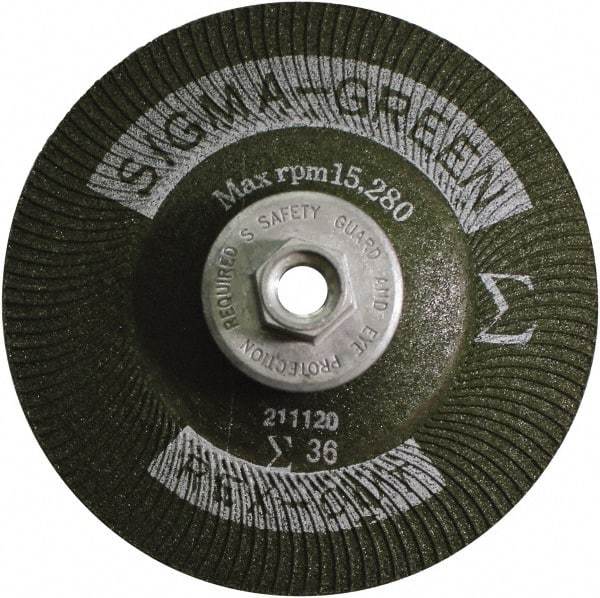 Rex Cut Product - 36 Grit, 4" Wheel Diam, Type 27 Depressed Center Wheel - Zirconia Alumina/Aluminum Oxide Blend - Exact Tool & Supply