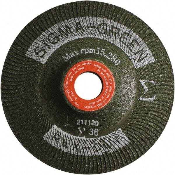 Rex Cut Product - 36 Grit, 4" Wheel Diam, 5/8" Arbor Hole, Type 27 Depressed Center Wheel - Zirconia Alumina/Aluminum Oxide Blend - Exact Tool & Supply