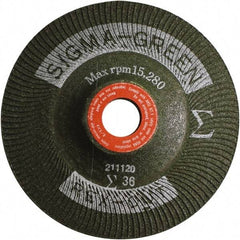 Rex Cut Product - 36 Grit, 4" Wheel Diam, 5/8" Arbor Hole, Type 27 Depressed Center Wheel - Zirconia Alumina/Aluminum Oxide Blend - Exact Tool & Supply
