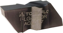 Tool-Flo - 4250FLG CB Grade AC3, 1/4" Cutting Width Carbide Grooving Insert - 1/4" Max Depth of Cut, Left Hand, 0.02 to 0.025" Corner Radius, AlTiN Finish - Exact Tool & Supply