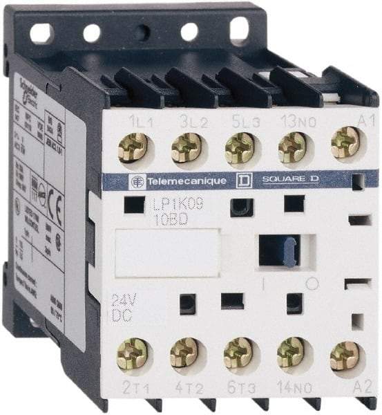 Schneider Electric - 3 Pole, 24 Coil VDC, 6 Amp at 440 VAC, Nonreversible IEC Contactor - BS 5424, CSA, IEC 60947, NF C 63-110, RoHS Compliant, UL Listed, VDE 0660 - Exact Tool & Supply